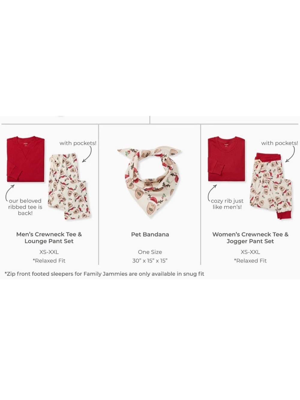 Burts Bees Men And Women’s Adult Matching Christmas Pajamas W/ Pet Bandana